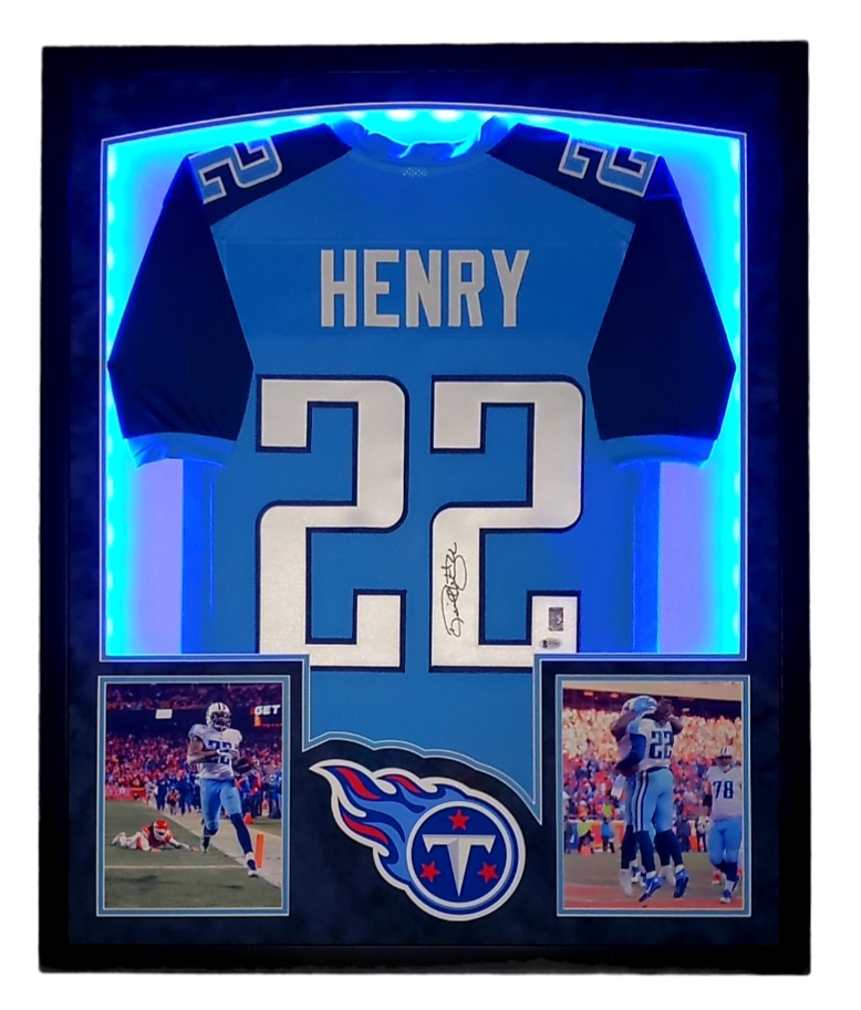 Derrick Henry Signed 32x41 Custom Framed Jersey Display with LED Lights (Beckett Hologram & Henry Hologram) at PristineAuction.com Derrick Henry Signed 32x41 Custom Framed Jersey Display with LED Lights (Beckett Hologram & Henry Hologram) at PristineAuction.com