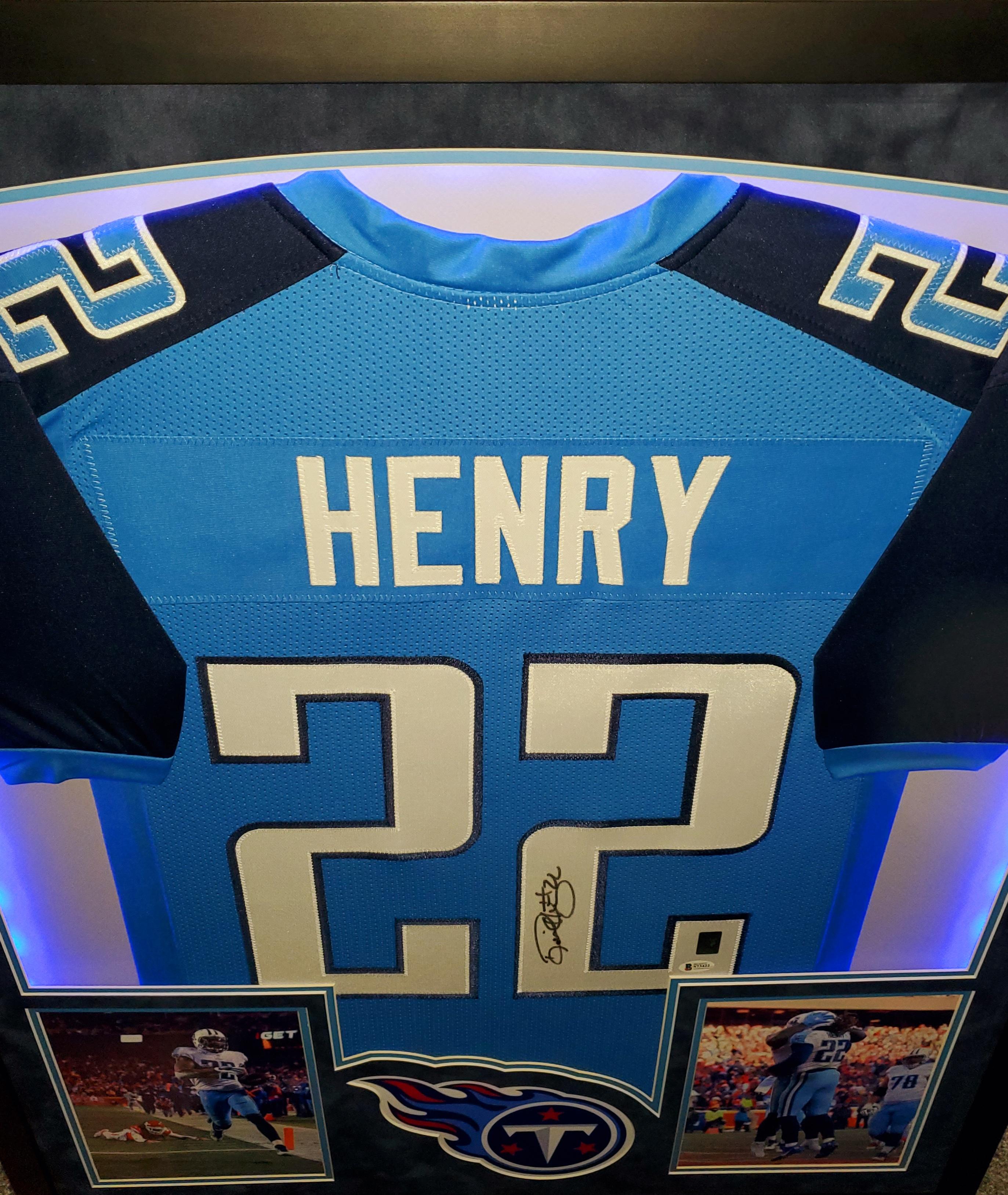 Derrick Henry Signed 32x41 Custom Framed Jersey Display with LED Lights (Beckett Hologram & Henry Hologram) at PristineAuction.com Derrick Henry Signed 32x41 Custom Framed Jersey Display with LED Lights (Beckett Hologram & Henry Hologram) at PristineAuction.com