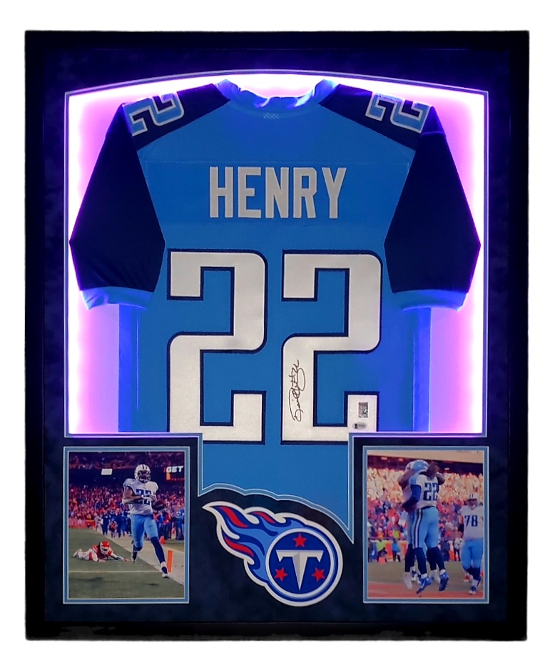 Derrick Henry Signed 32x41 Custom Framed Jersey Display with LED Lights (Beckett Hologram & Henry Hologram) at PristineAuction.com Derrick Henry Signed 32x41 Custom Framed Jersey Display with LED Lights (Beckett Hologram & Henry Hologram) at PristineAuction.com
