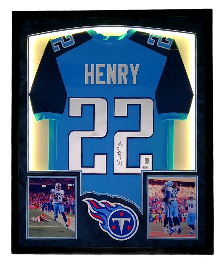 Derrick Henry Signed 32x41 Custom Framed Jersey Display with LED Lights (Beckett Hologram & Henry Hologram) at PristineAuction.com Derrick Henry Signed 32x41 Custom Framed Jersey Display with LED Lights (Beckett Hologram & Henry Hologram) at PristineAuction.com