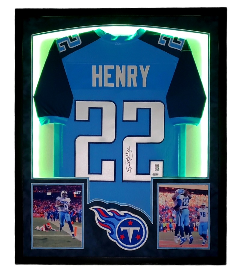 Derrick Henry Signed 32x41 Custom Framed Jersey Display with LED Lights (Beckett Hologram & Henry Hologram) at PristineAuction.com Derrick Henry Signed 32x41 Custom Framed Jersey Display with LED Lights (Beckett Hologram & Henry Hologram) at PristineAuction.com