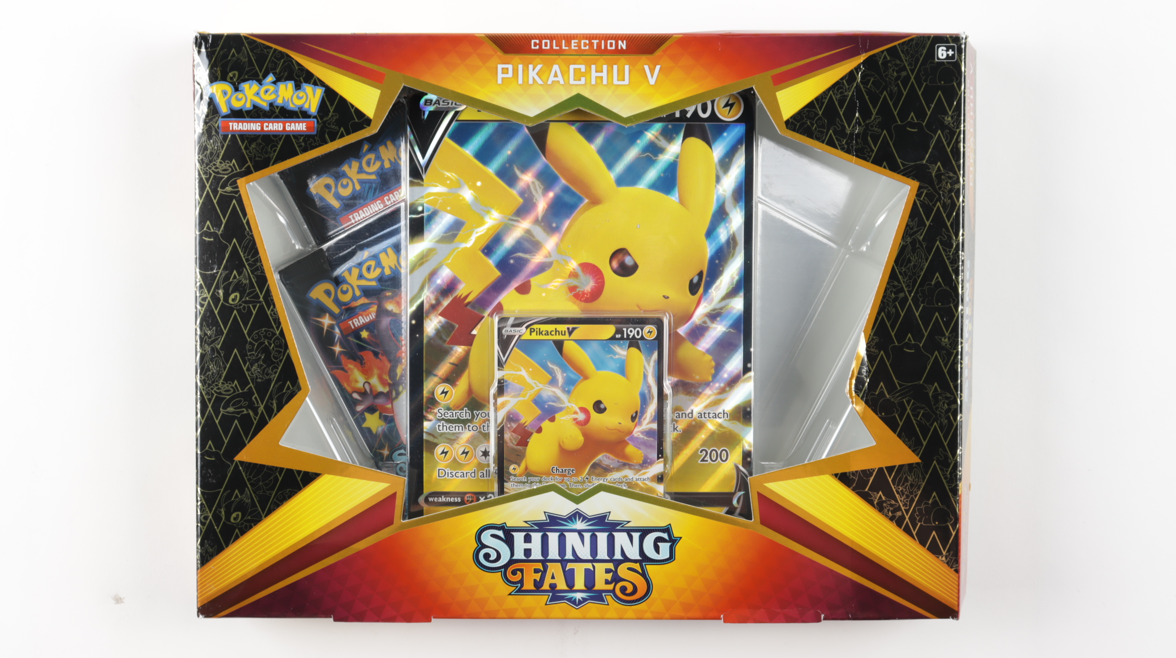 Pokemon TCG: Shining Fates PIKACHU V Box with (4) Booster Packs at PristineAuction.com Pokemon TCG: Shining Fates PIKACHU V Box with (4) Booster Packs at PristineAuction.com