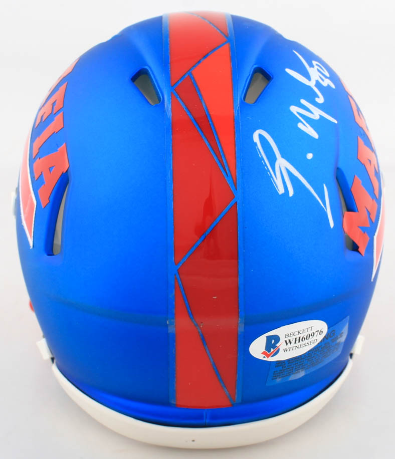 Eric Moulds Signed Bills Speed Mini Helmet (Beckett COA) at PristineAuction.com Eric Moulds Signed Bills Speed Mini Helmet (Beckett COA) at PristineAuction.com