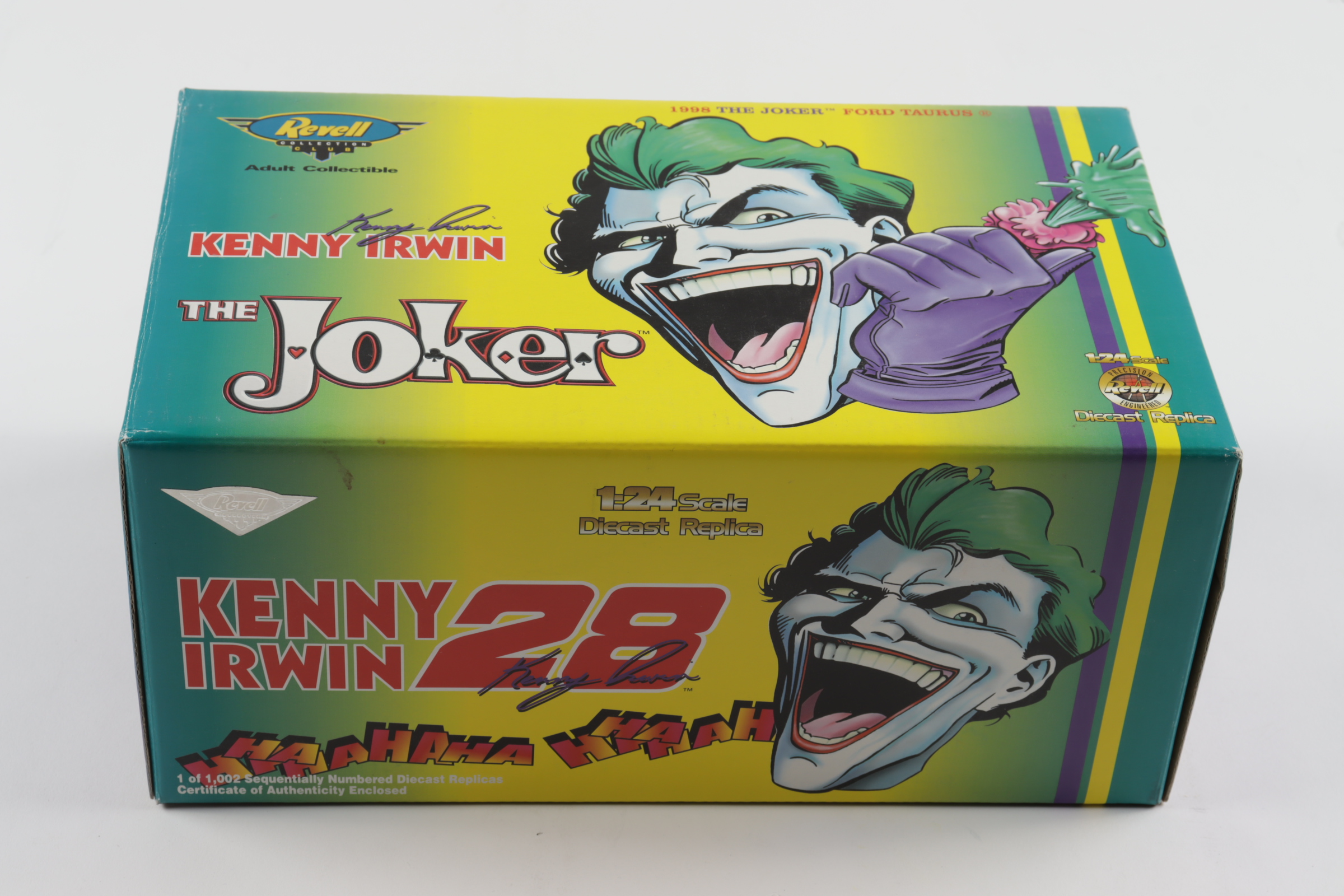 Kenny Irwin LE #28 Joker 1998 Ford Taurus 1:24 Scale Die Cast Car with Display Case at PristineAuction.com Kenny Irwin LE #28 Joker 1998 Ford Taurus 1:24 Scale Die Cast Car with Display Case at PristineAuction.com