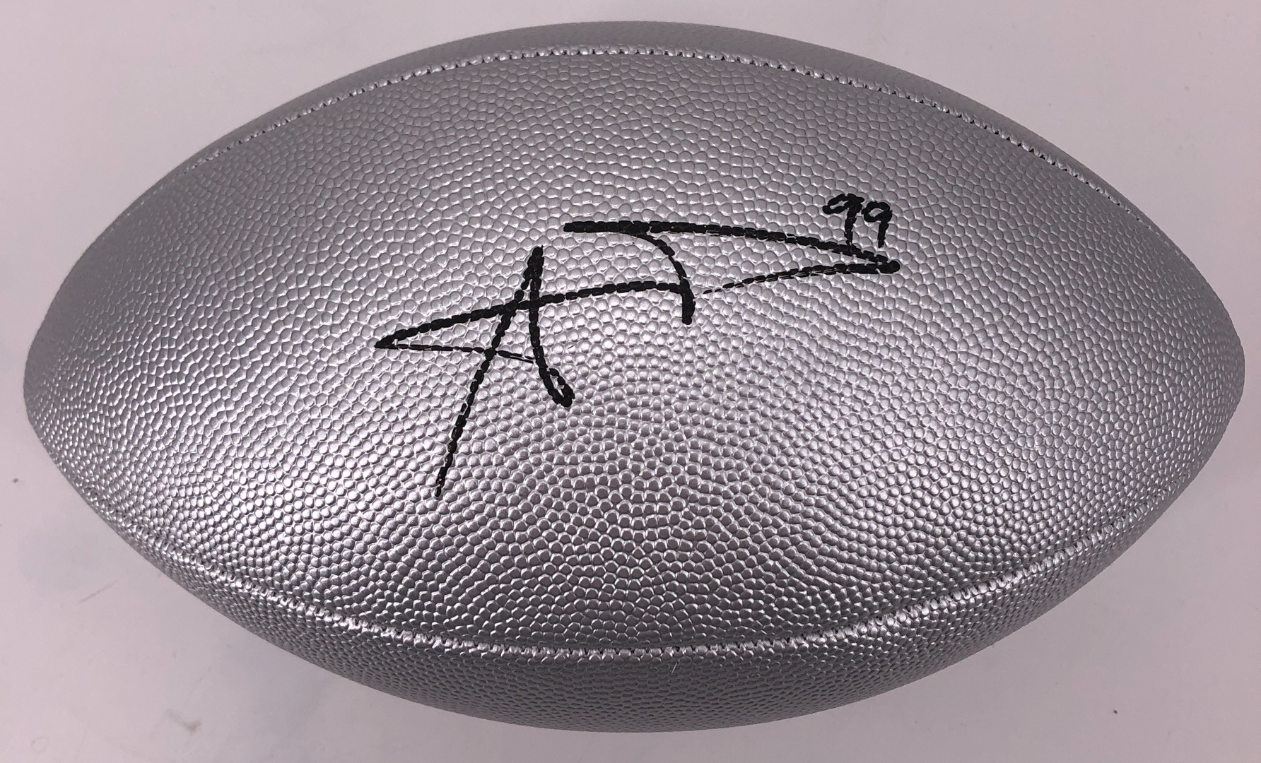 Aaron Donald Signed Silver NFL 100 Logo Football (JSA COA) at PristineAuction.com Aaron Donald Signed Silver NFL 100 Logo Football (JSA COA) at PristineAuction.com