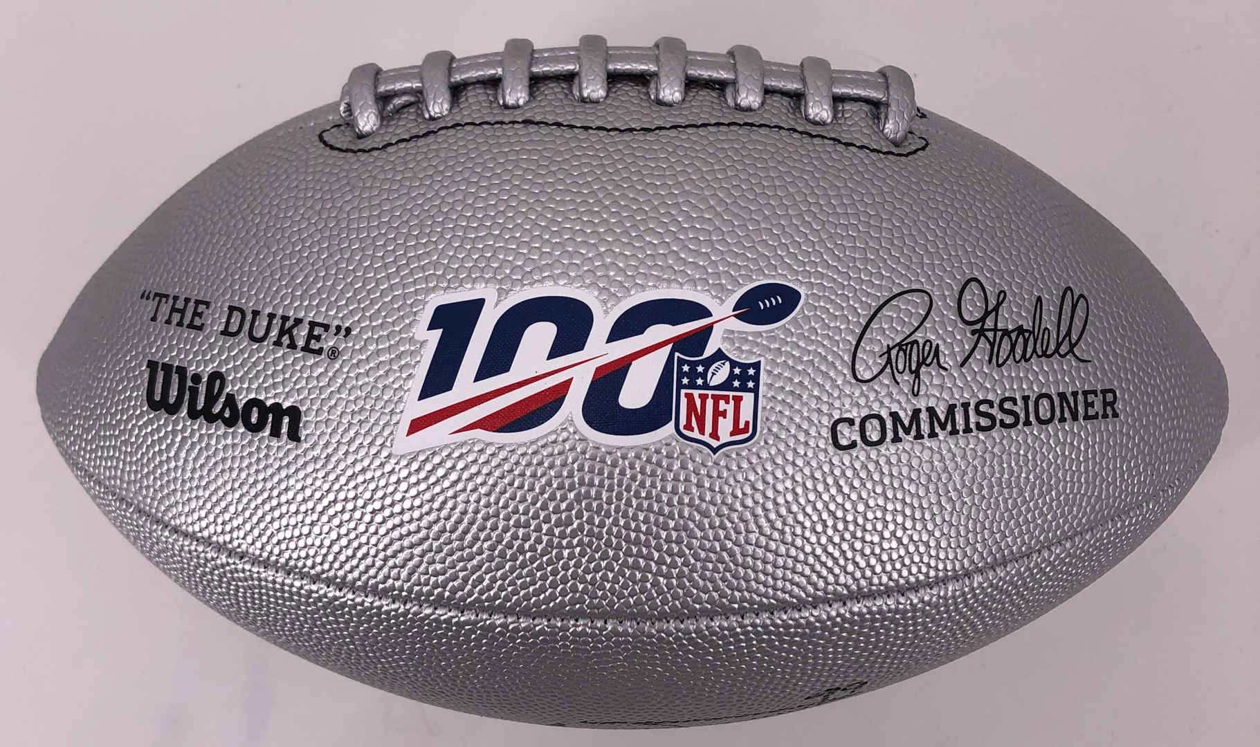 Aaron Donald Signed Silver NFL 100 Logo Football (JSA COA) at PristineAuction.com Aaron Donald Signed Silver NFL 100 Logo Football (JSA COA) at PristineAuction.com