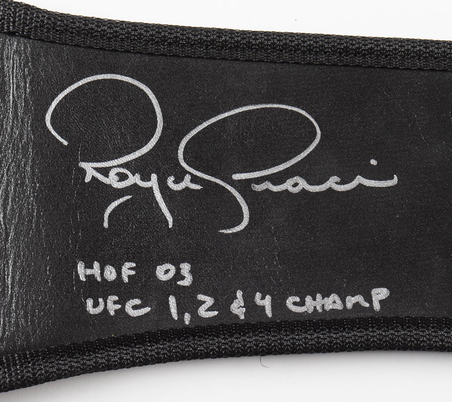 Royce Gracie Signed Full-Size UFC #1 Championship Belt Inscribed "HOF 03" & "UFC 1, 2, & 4 Champ" (PA COA) at PristineAuction.com Royce Gracie Signed Full-Size UFC #1 Championship Belt Inscribed "HOF 03" & "UFC 1, 2, & 4 Champ" (PA COA) at PristineAuction.com