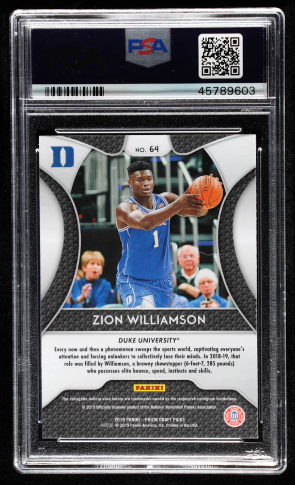 Zion Williamson 2019-20 Panini Prizm Draft Picks #64 (PSA 10) at PristineAuction.com Zion Williamson 2019-20 Panini Prizm Draft Picks #64 (PSA 10) at PristineAuction.com