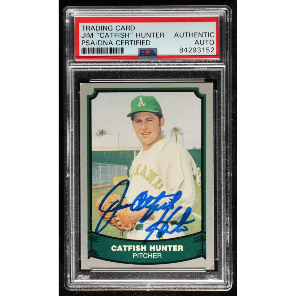 Catfish Hunter Signed 1988 Pacific Legends I 16 (PSA Encapsulated
