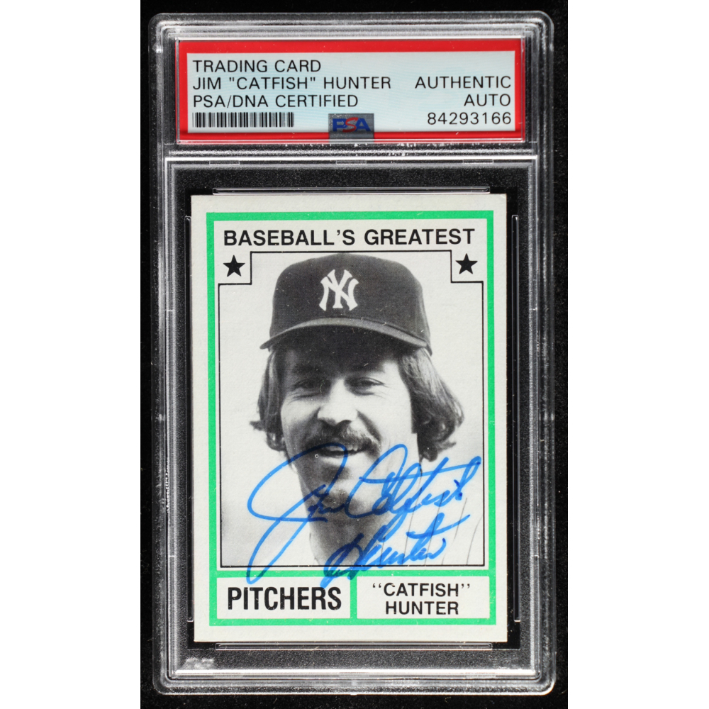 Catfish Hunter Signed 1982 TCMA Greatest Pitchers 25 (PSA Encapsulated