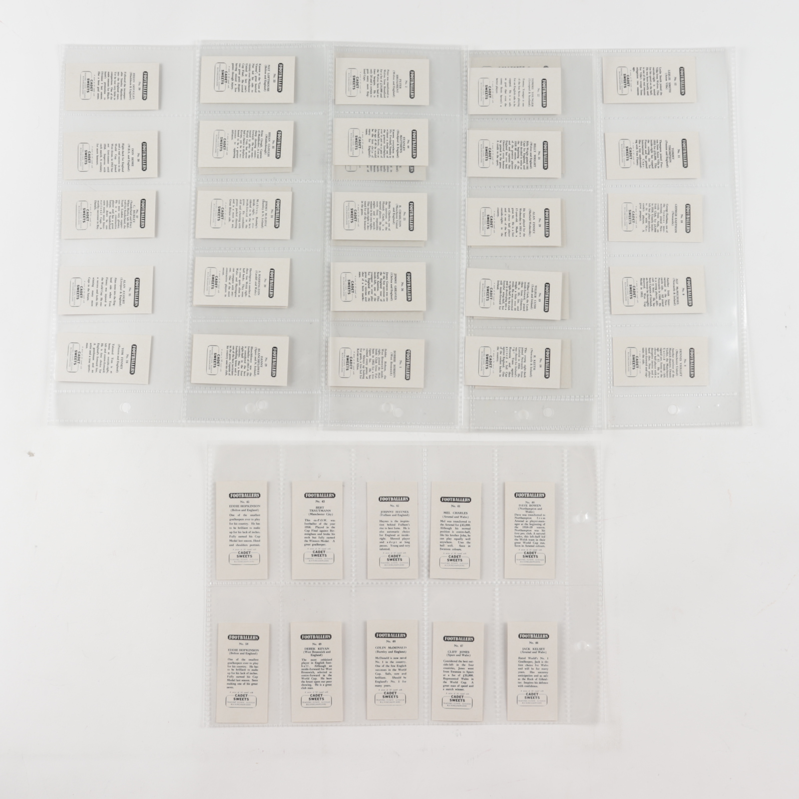 1959 Cadet Sweets "Footballers" Complete Set of (50) Cigarette Cards With #25 Bobby Charlton RC, #36 Jimmy Greaves, #44 Stanley Matthews, #32 Brian Clough, #21 Billy Wright at PristineAuction.com 1959 Cadet Sweets "Footballers" Complete Set of (50) Cigarette Cards With #25 Bobby Charlton RC, #36 Jimmy Greaves, #44 Stanley Matthews, #32 Brian Clough, #21 Billy Wright at PristineAuction.com