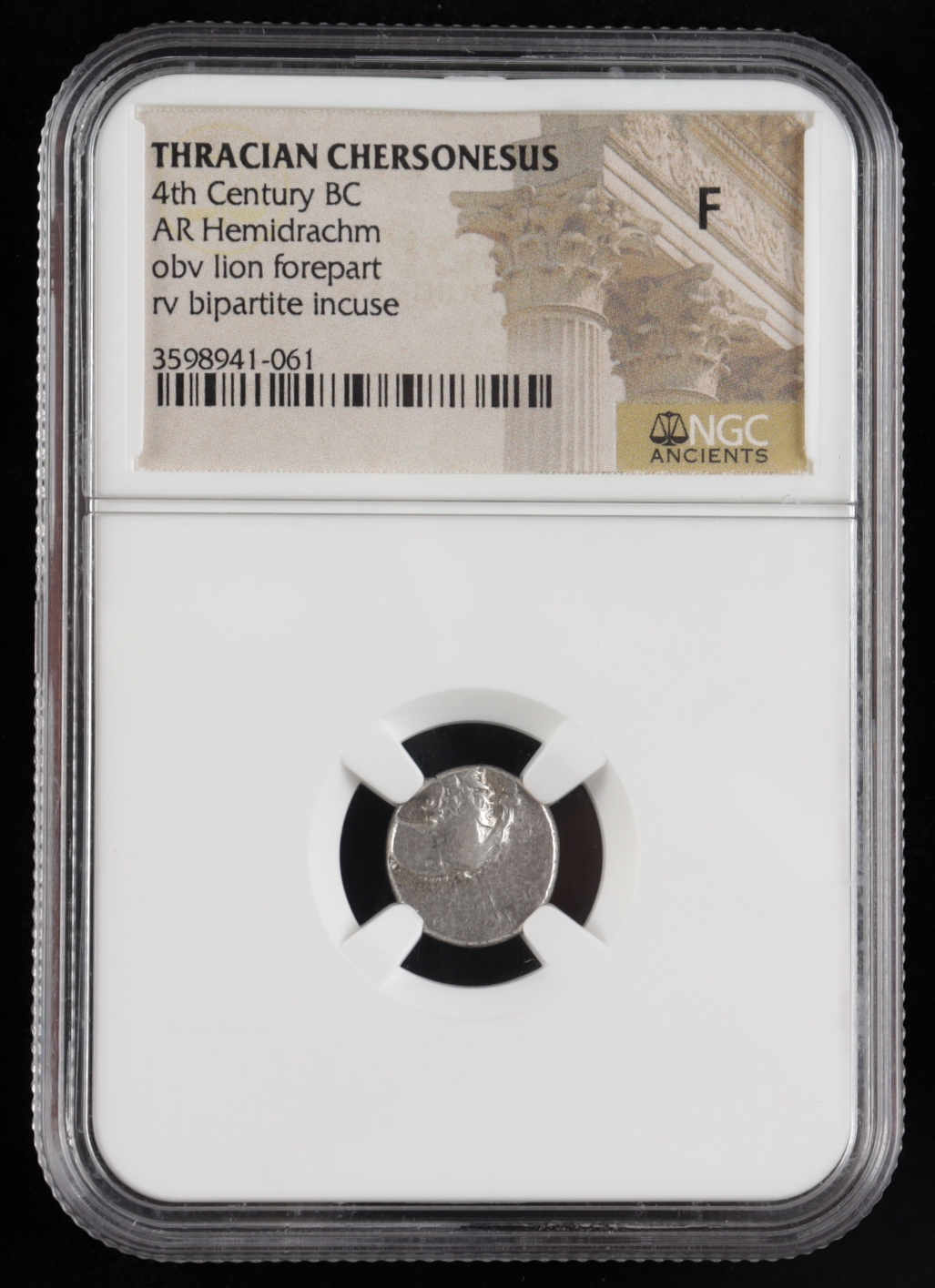 Thracian Chersonesus 4th Century B.C. AR Hemidrachm Ancient Greek Silver Coin - obv Lion Forepart, rv Bipartite Incuse (NGC Fine) at PristineAuction.com Thracian Chersonesus 4th Century B.C. AR Hemidrachm Ancient Greek Silver Coin - obv Lion Forepart, rv Bipartite Incuse (NGC Fine) at PristineAuction.com