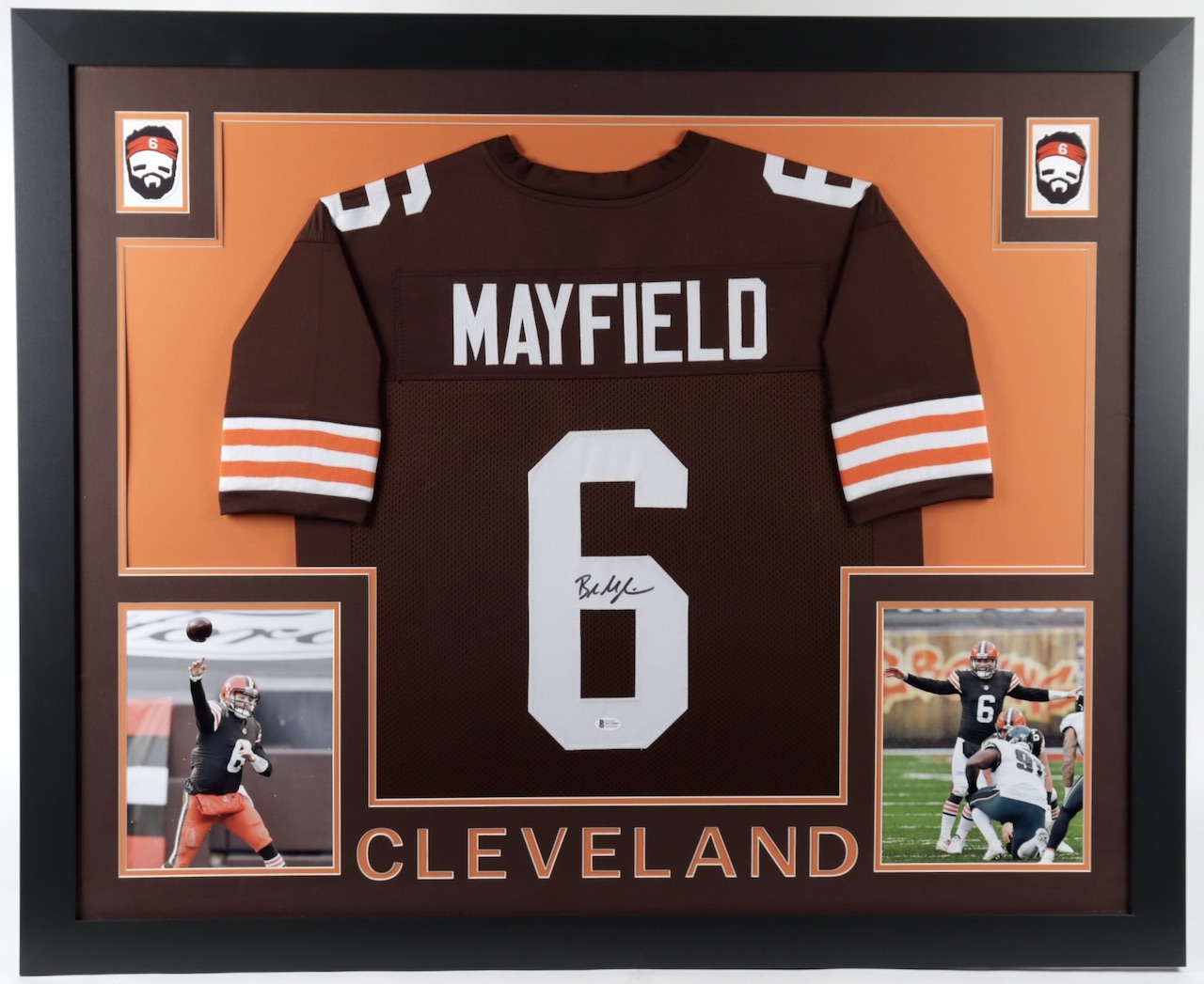 Baker Mayfield Signed 35x43 Custom Framed Jersey (Beckett COA) at PristineAuction.com Baker Mayfield Signed 35x43 Custom Framed Jersey (Beckett COA) at PristineAuction.com