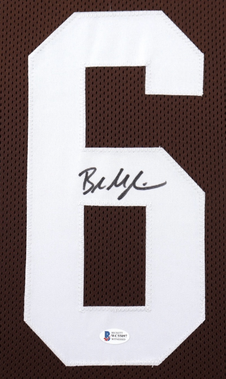 Baker Mayfield Signed 35x43 Custom Framed Jersey (Beckett COA) at PristineAuction.com Baker Mayfield Signed 35x43 Custom Framed Jersey (Beckett COA) at PristineAuction.com
