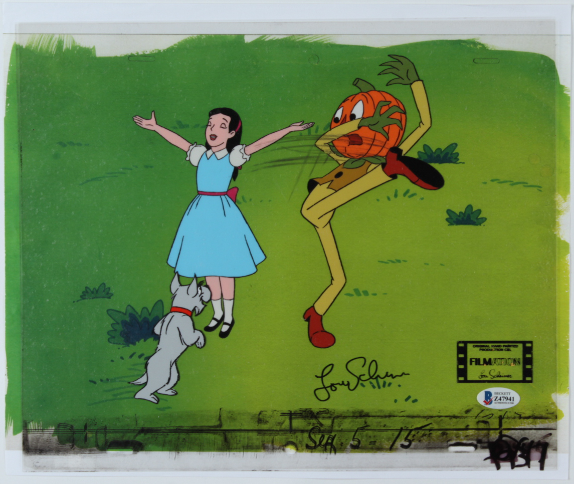 Lou Scheimer Signed "Journey Back To Oz" 11x14 Original (2) Piece Hand Painted Animation Cel (Beckett Hologram) at PristineAuction.com Lou Scheimer Signed "Journey Back To Oz" 11x14 Original (2) Piece Hand Painted Animation Cel (Beckett Hologram) at PristineAuction.com
