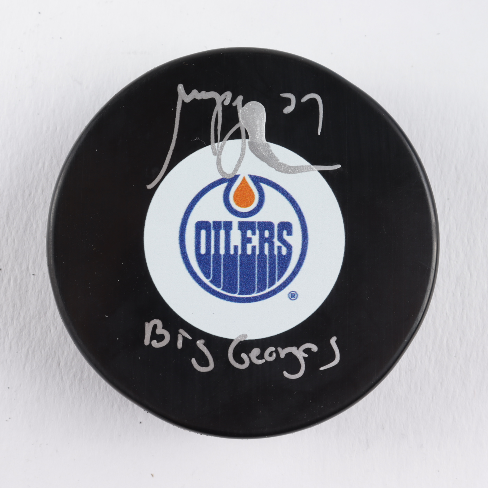 Georges Laraque Signed Oilers Logo Hockey Puck Inscribed "Big Georges" (COJO COA) at PristineAuction.com Georges Laraque Signed Oilers Logo Hockey Puck Inscribed "Big Georges" (COJO COA) at PristineAuction.com