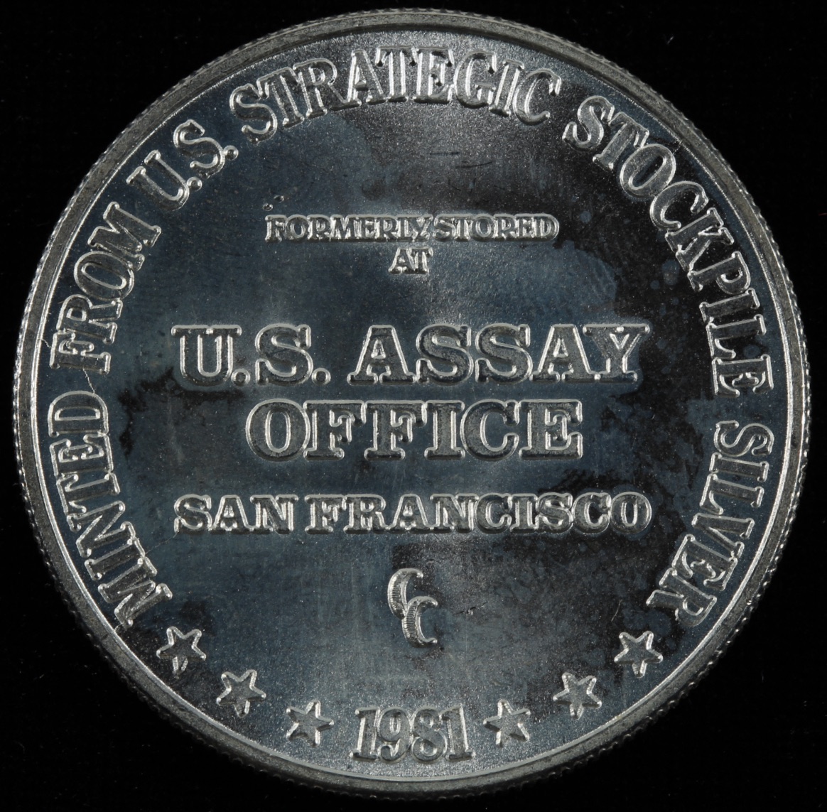 1981 U.S. Assay Office San Francisco 1 oz. Fine Silver Bullion Round at PristineAuction.com 1981 U.S. Assay Office San Francisco 1 oz. Fine Silver Bullion Round at PristineAuction.com