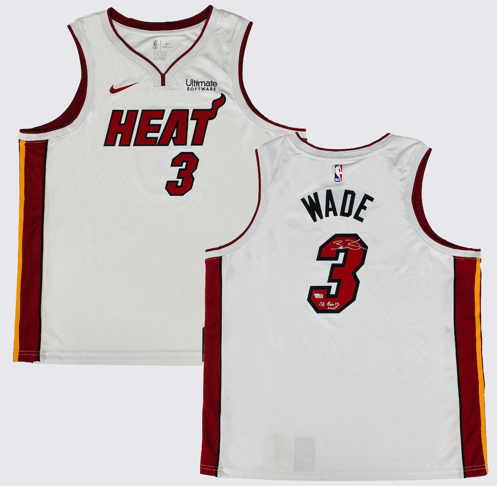Dwyane Wade Signed Heat Jersey Inscribed "06 Finals MVP" (Fanatics Hologram) at PristineAuction.com Dwyane Wade Signed Heat Jersey Inscribed "06 Finals MVP" (Fanatics Hologram) at PristineAuction.com