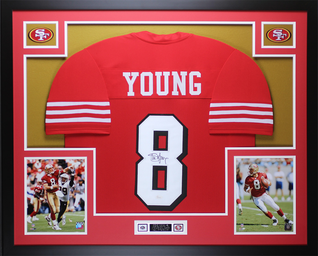 Steve Young Signed 35x43 Custom Framed Jersey (JSA COA) at PristineAuction.com Steve Young Signed 35x43 Custom Framed Jersey (JSA COA) at PristineAuction.com