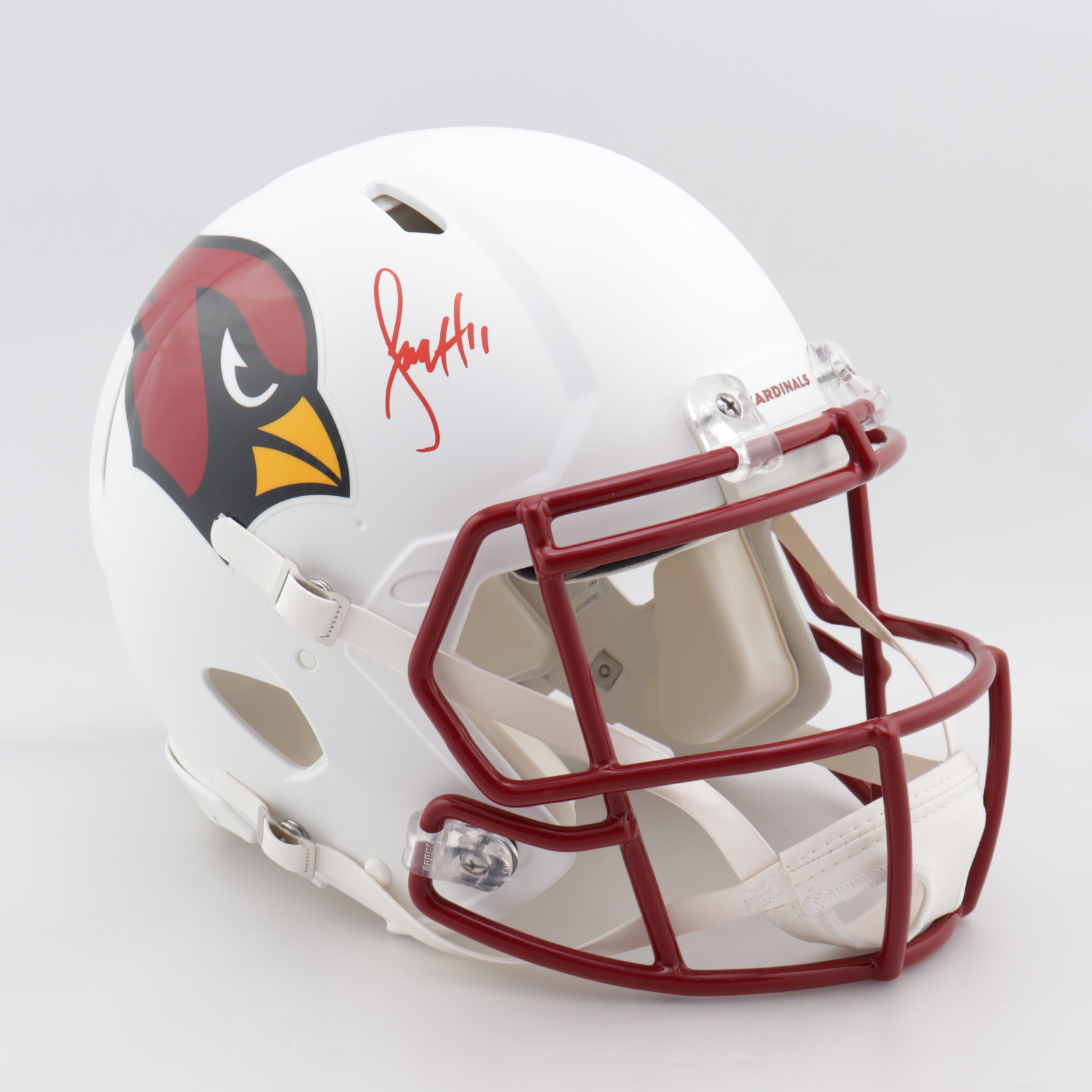 Larry Fitzgerald Signed Cardinals Full-Size Matte White Authentic On-Field Speed Helmet (Beckett COA) at PristineAuction.com Larry Fitzgerald Signed Cardinals Full-Size Matte White Authentic On-Field Speed Helmet (Beckett COA) at PristineAuction.com
