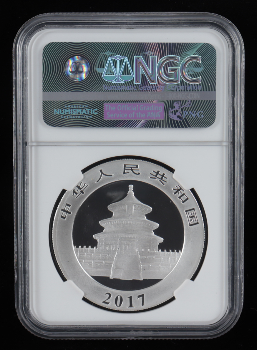 2017 Panda Chinese 10 Yen 30 Grams .999 Silver Coin (PCGS MS70) at PristineAuction.com 2017 Panda Chinese 10 Yen 30 Grams .999 Silver Coin (PCGS MS70) at PristineAuction.com