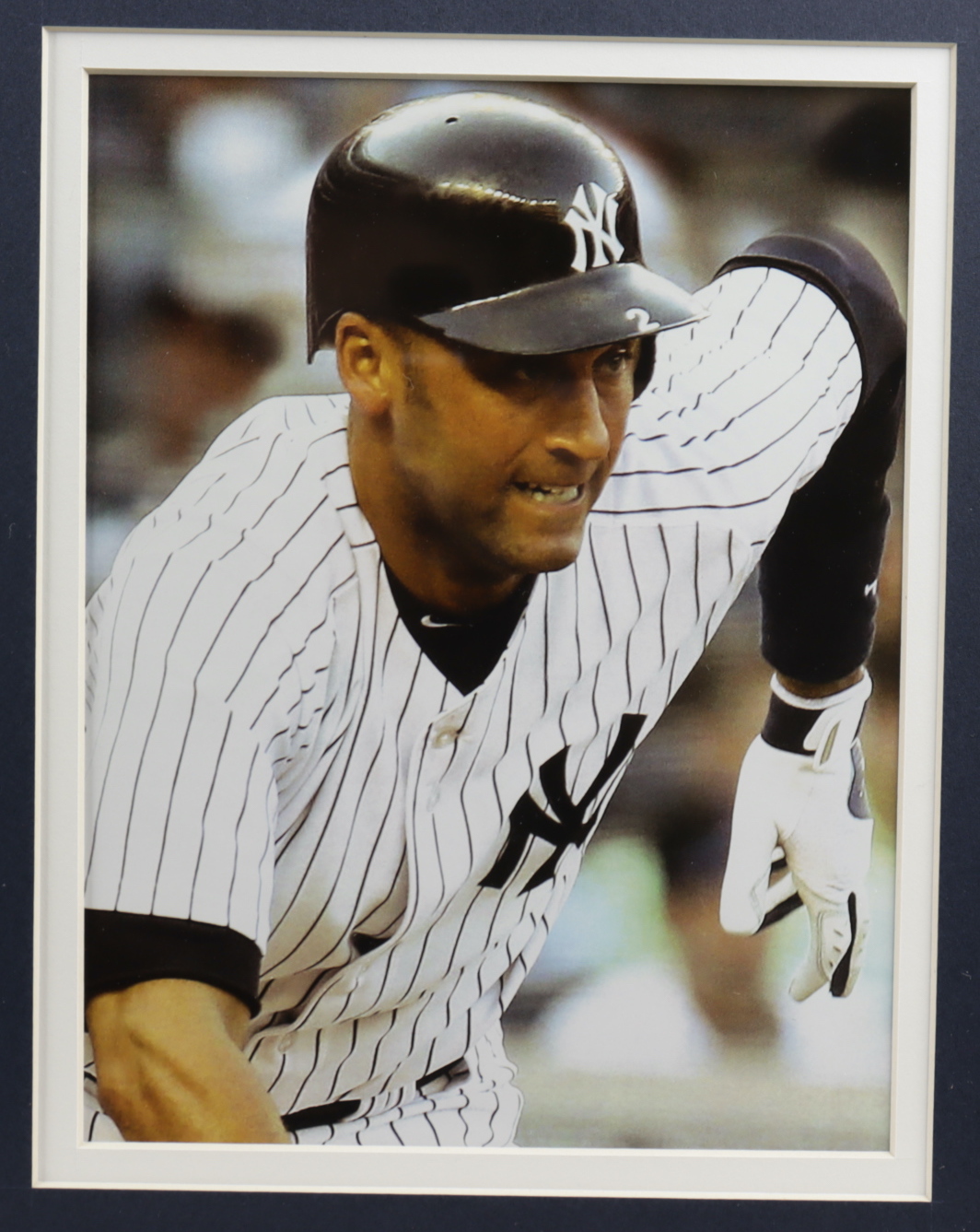 Derek Jeter 32x36 Custom Framed Jersey Display with Hall of Fame Induction Pin at PristineAuction.com Derek Jeter 32x36 Custom Framed Jersey Display with Hall of Fame Induction Pin at PristineAuction.com