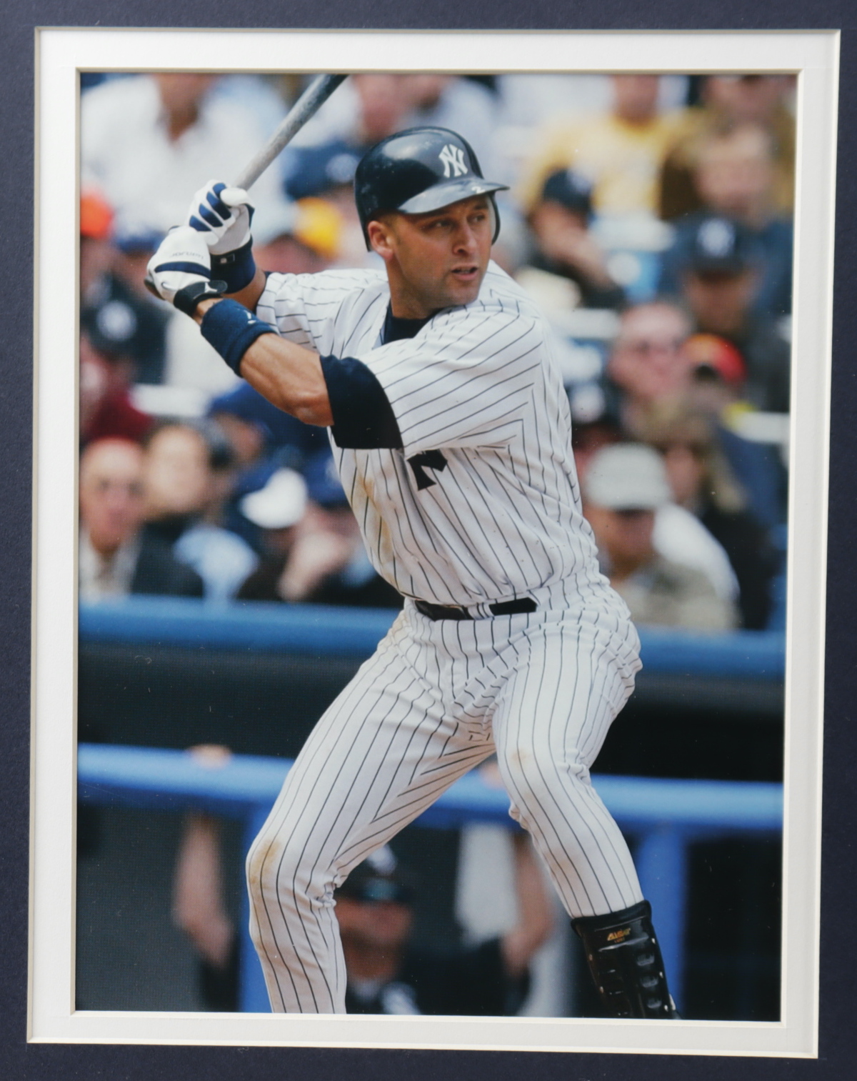 Derek Jeter 32x36 Custom Framed Jersey Display with Hall of Fame Induction Pin at PristineAuction.com Derek Jeter 32x36 Custom Framed Jersey Display with Hall of Fame Induction Pin at PristineAuction.com