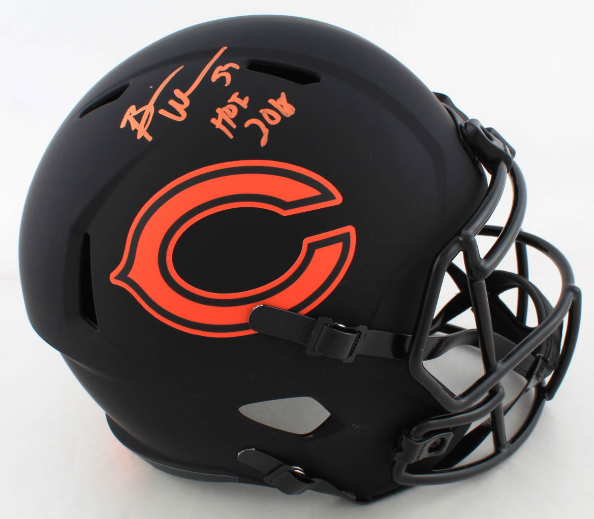 Brian Urlacher Signed Bears Full-Size Eclipse Alternate Speed Helmet Inscribed "HOF 2018" (Beckett COA) at PristineAuction.com Brian Urlacher Signed Bears Full-Size Eclipse Alternate Speed Helmet Inscribed "HOF 2018" (Beckett COA) at PristineAuction.com