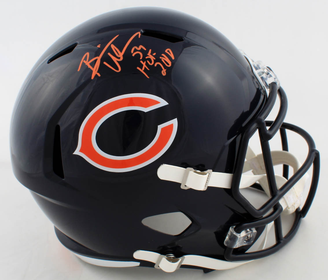 Brian Urlacher Signed Bears Full-Size Speed Helmet Inscribed "HOF 2018" (Beckett COA) at PristineAuction.com Brian Urlacher Signed Bears Full-Size Speed Helmet Inscribed "HOF 2018" (Beckett COA) at PristineAuction.com