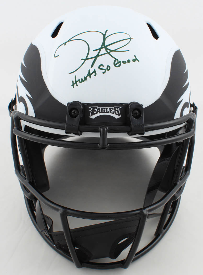 Jalen Hurts Signed Eagles Full-Size Lunar Eclipse Alternate Speed Helmet Inscribed "Hurts So Good" (JSA COA) at PristineAuction.com Jalen Hurts Signed Eagles Full-Size Lunar Eclipse Alternate Speed Helmet Inscribed "Hurts So Good" (JSA COA) at PristineAuction.com