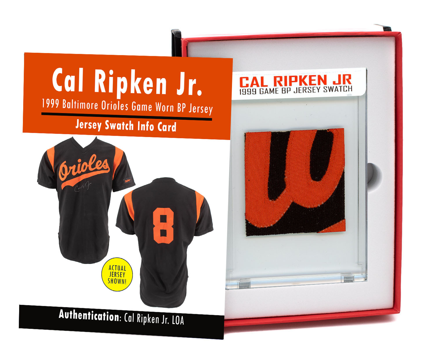 CAL RIPKEN JR 1999 ORIOLES GAME-WORN BP JERSEY MYSTERY SWATCH BOX! at PristineAuction.com CAL RIPKEN JR 1999 ORIOLES GAME-WORN BP JERSEY MYSTERY SWATCH BOX! at PristineAuction.com