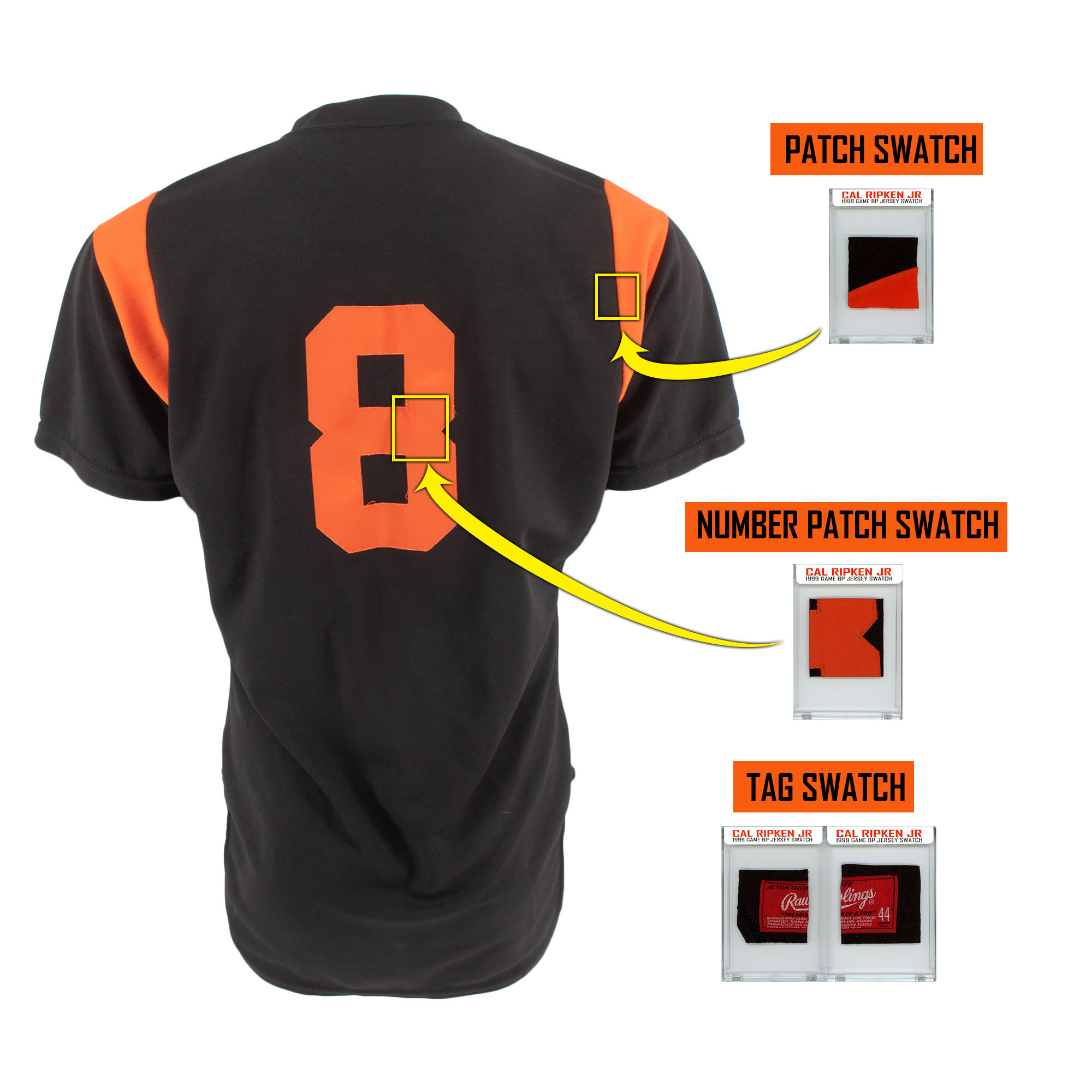 CAL RIPKEN JR 1999 ORIOLES GAME-WORN BP JERSEY MYSTERY SWATCH BOX! at PristineAuction.com CAL RIPKEN JR 1999 ORIOLES GAME-WORN BP JERSEY MYSTERY SWATCH BOX! at PristineAuction.com