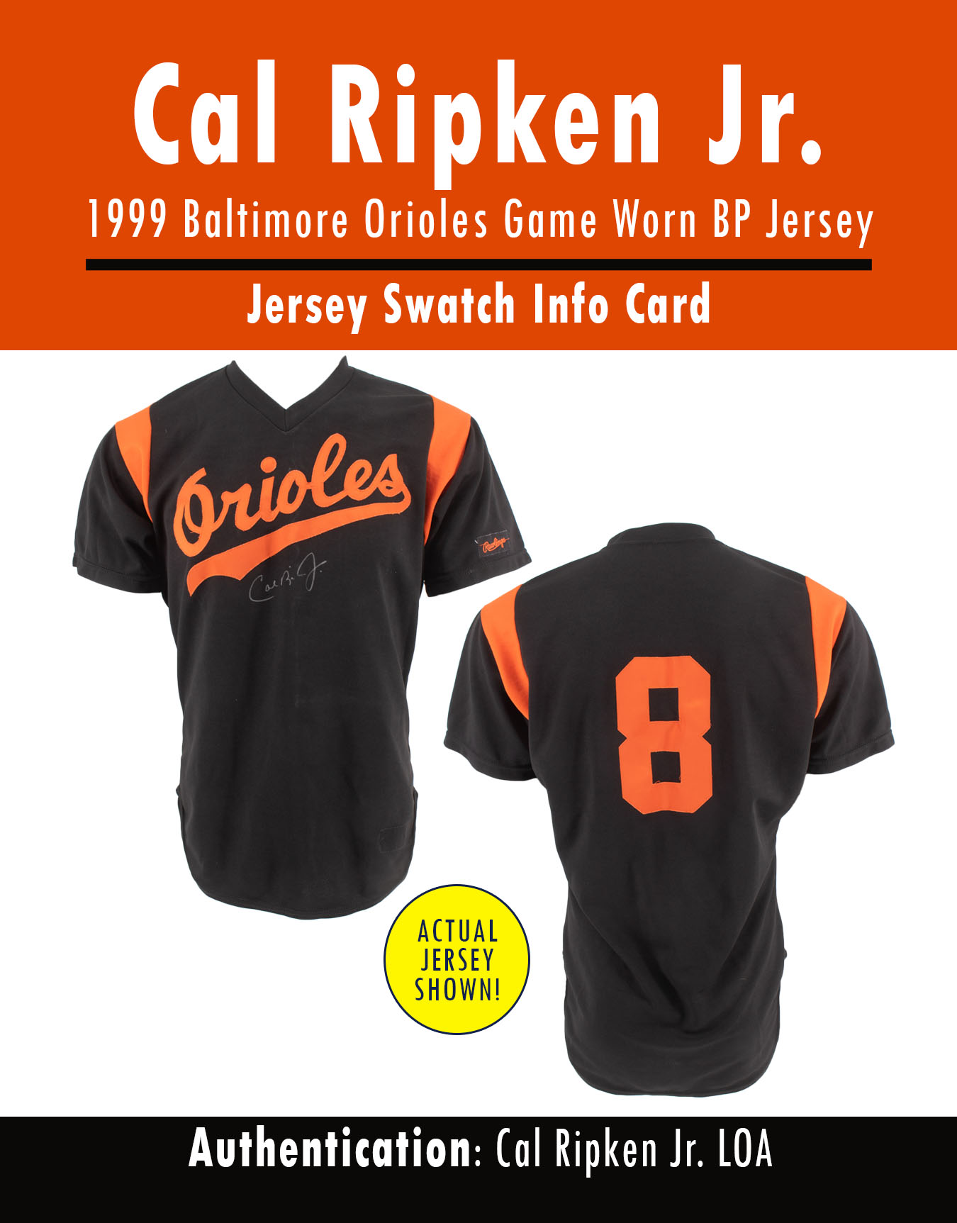 CAL RIPKEN JR 1999 ORIOLES GAME-WORN BP JERSEY MYSTERY SWATCH BOX! at PristineAuction.com CAL RIPKEN JR 1999 ORIOLES GAME-WORN BP JERSEY MYSTERY SWATCH BOX! at PristineAuction.com