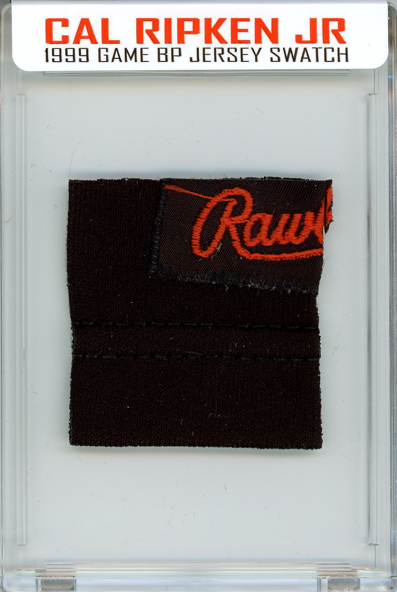 CAL RIPKEN JR 1999 ORIOLES GAME-WORN BP JERSEY MYSTERY SWATCH BOX! at PristineAuction.com CAL RIPKEN JR 1999 ORIOLES GAME-WORN BP JERSEY MYSTERY SWATCH BOX! at PristineAuction.com