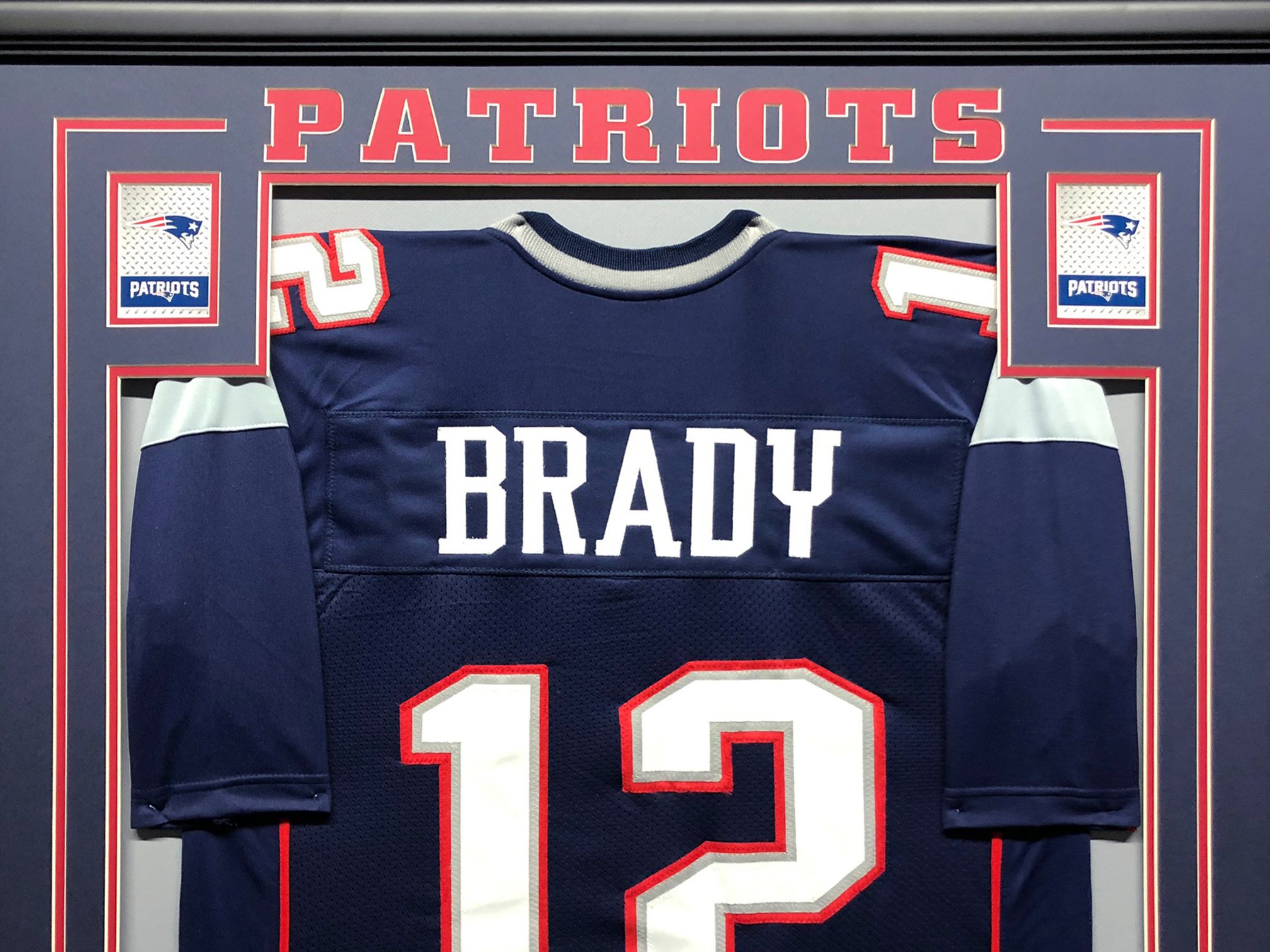 Tom Brady 34.5x42.5 Custom Framed Jersey at PristineAuction.com Tom Brady 34.5x42.5 Custom Framed Jersey at PristineAuction.com