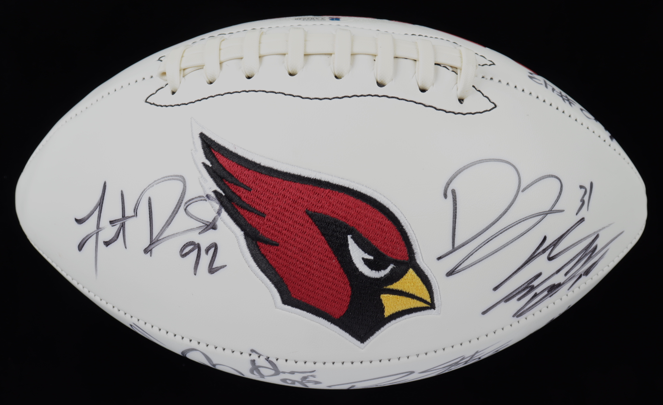 Cardinals Logo Football Signed by (12) with J.J. Nelson, Drew Stanton, Tyrann Mathieu, Patrick Peterson, David Johnson, Markus Golden (Beckett LOA) at PristineAuction.com Cardinals Logo Football Signed by (12) with J.J. Nelson, Drew Stanton, Tyrann Mathieu, Patrick Peterson, David Johnson, Markus Golden (Beckett LOA) at PristineAuction.com