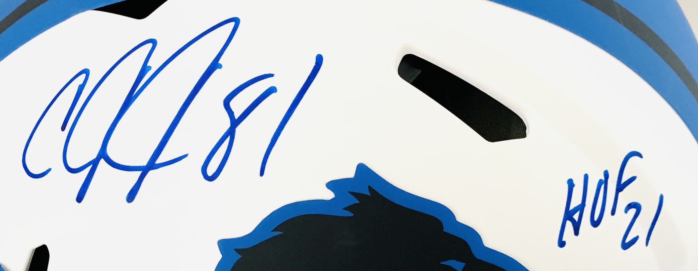 Calvin Johnson Signed Lions Full-Size Authentic On-Field Lunar Eclipse Alternate Speed Helmet Inscribed "HOF 21" (JSA) at PristineAuction.com Calvin Johnson Signed Lions Full-Size Authentic On-Field Lunar Eclipse Alternate Speed Helmet Inscribed "HOF 21" (JSA) at PristineAuction.com