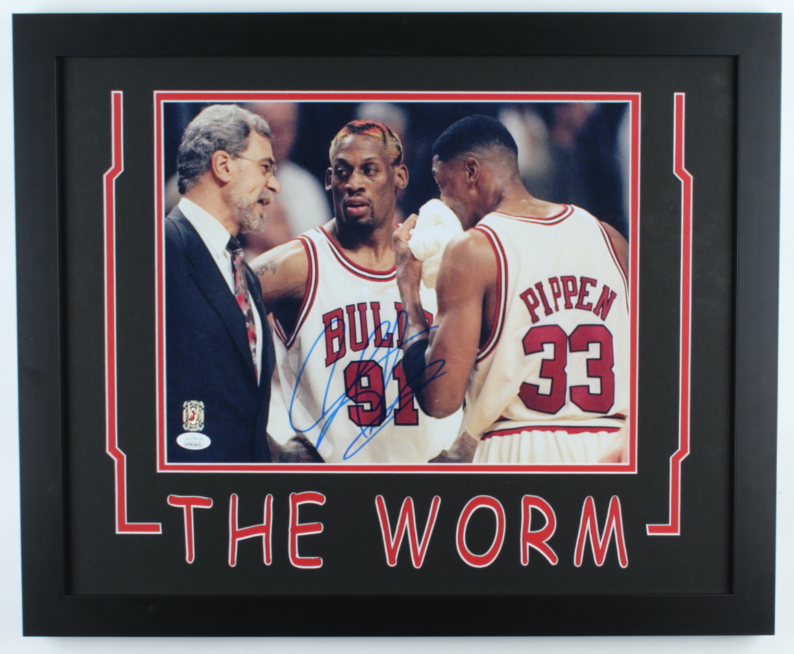 Dennis Rodman Signed Bulls 18x22 Custom Framed Photo Display (JSA COA & Fiterman Hologram) (See Description) at PristineAuction.com Dennis Rodman Signed Bulls 18x22 Custom Framed Photo Display (JSA COA & Fiterman Hologram) (See Description) at PristineAuction.com