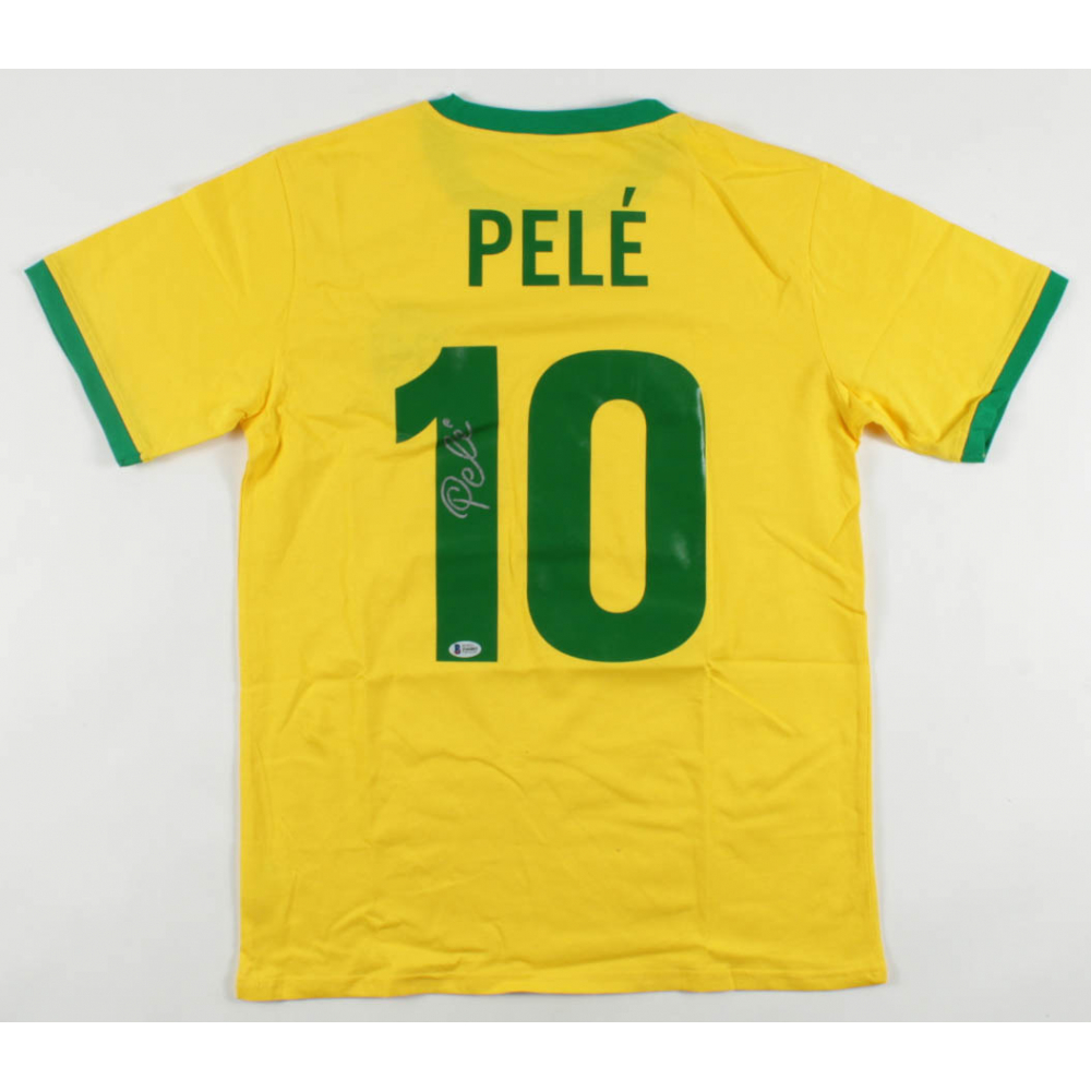 Camicia Brasile firmata a mano Pelé con telaio classico deluxe con certificato Beckett - Italia