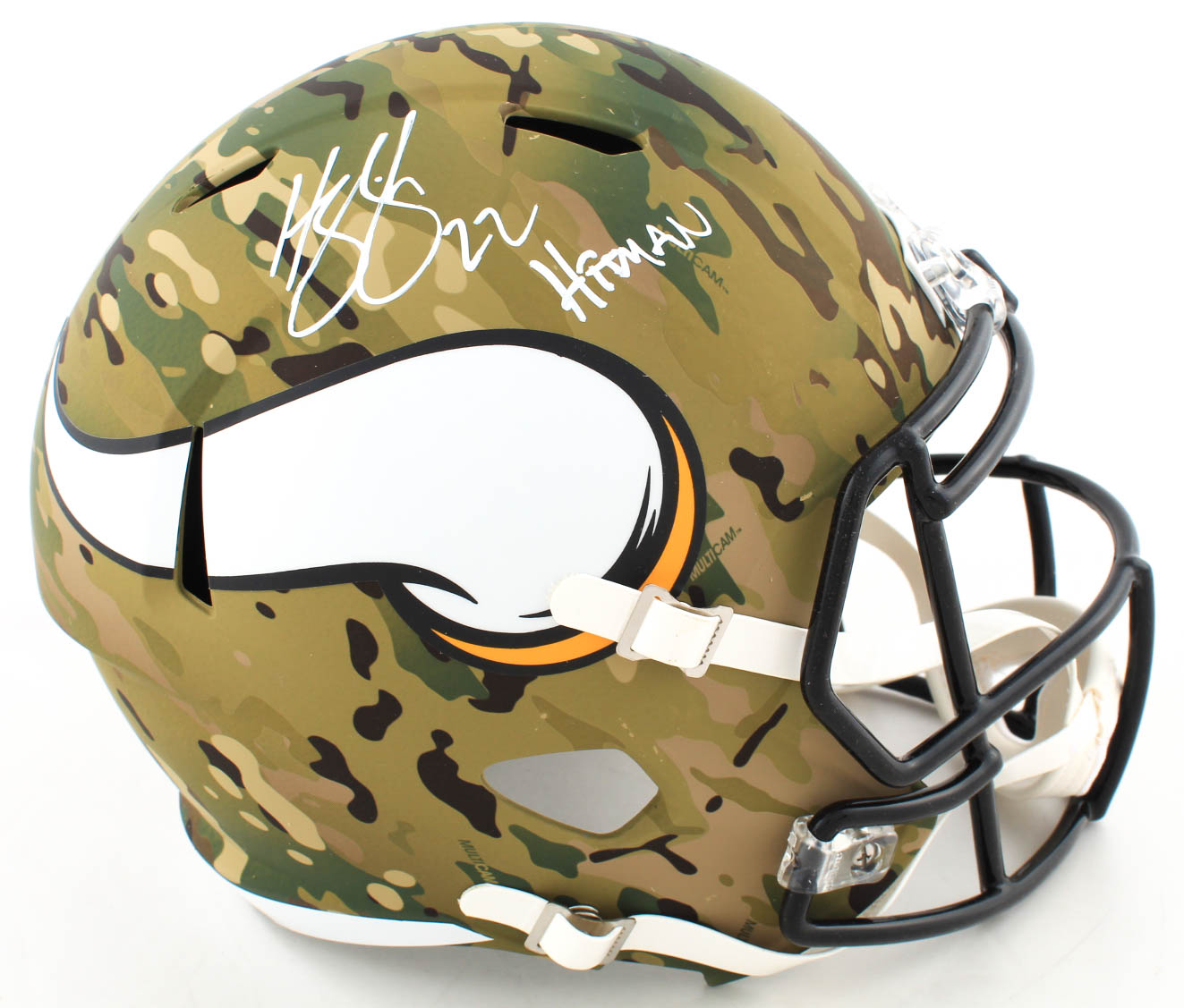 Harrison Smith Signed Vikings Full-Size Camo Alternate Speed Helmet Inscribed "HITMAN" (Beckett Hologram) at PristineAuction.com Harrison Smith Signed Vikings Full-Size Camo Alternate Speed Helmet Inscribed "HITMAN" (Beckett Hologram) at PristineAuction.com