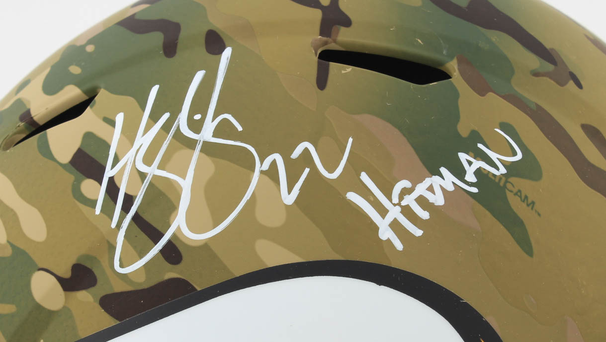 Harrison Smith Signed Vikings Full-Size Camo Alternate Speed Helmet Inscribed "HITMAN" (Beckett Hologram) at PristineAuction.com Harrison Smith Signed Vikings Full-Size Camo Alternate Speed Helmet Inscribed "HITMAN" (Beckett Hologram) at PristineAuction.com