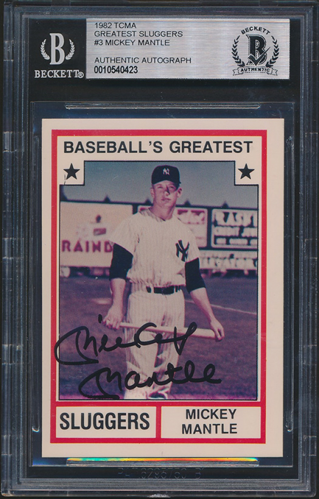 Mickey Mantle Signed 1982 TCMA Greatest Sluggers 3 BGS Encapsulated Pristine Auction