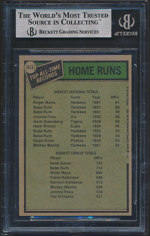 Roger Maris & Hank Aaron Signed 1979 Topps #413 ATL (BGS Encapsulated) at PristineAuction.com Roger Maris & Hank Aaron Signed 1979 Topps #413 ATL (BGS Encapsulated) at PristineAuction.com