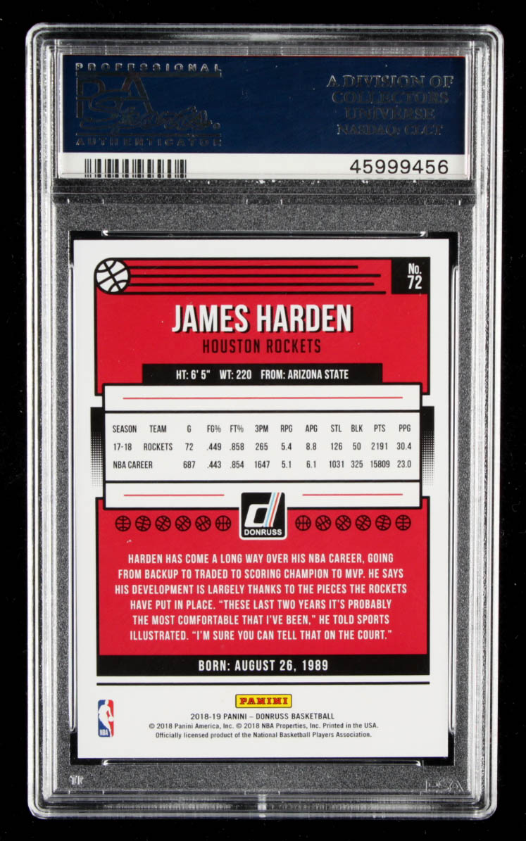 James Harden 2018-19 Donruss #72 (PSA 10) at PristineAuction.com James Harden 2018-19 Donruss #72 (PSA 10) at PristineAuction.com