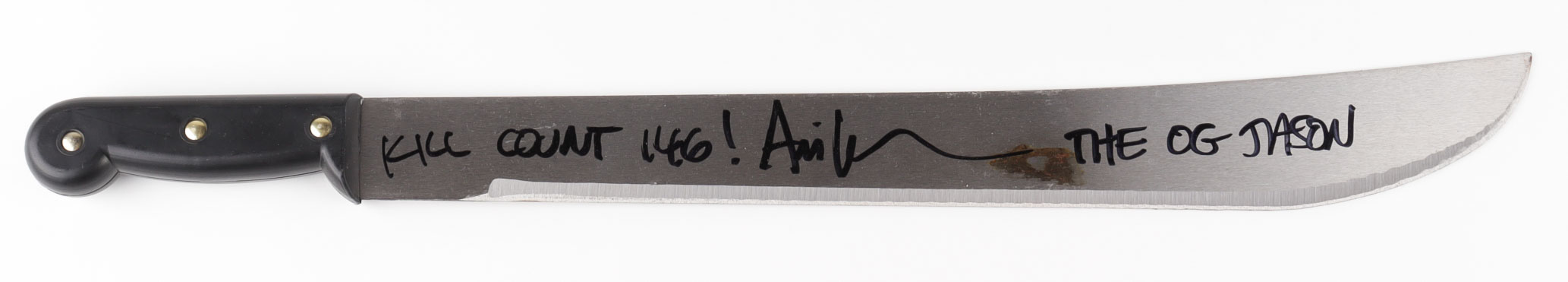 Ari Lehman Signed "Friday the 13th" Genuine 22" Steel Machete Inscribed "Kill Count 146!" & "The OG Jason" (PA COA) (See Description) at PristineAuction.com Ari Lehman Signed "Friday the 13th" Genuine 22" Steel Machete Inscribed "Kill Count 146!" & "The OG Jason" (PA COA) (See Description) at PristineAuction.com
