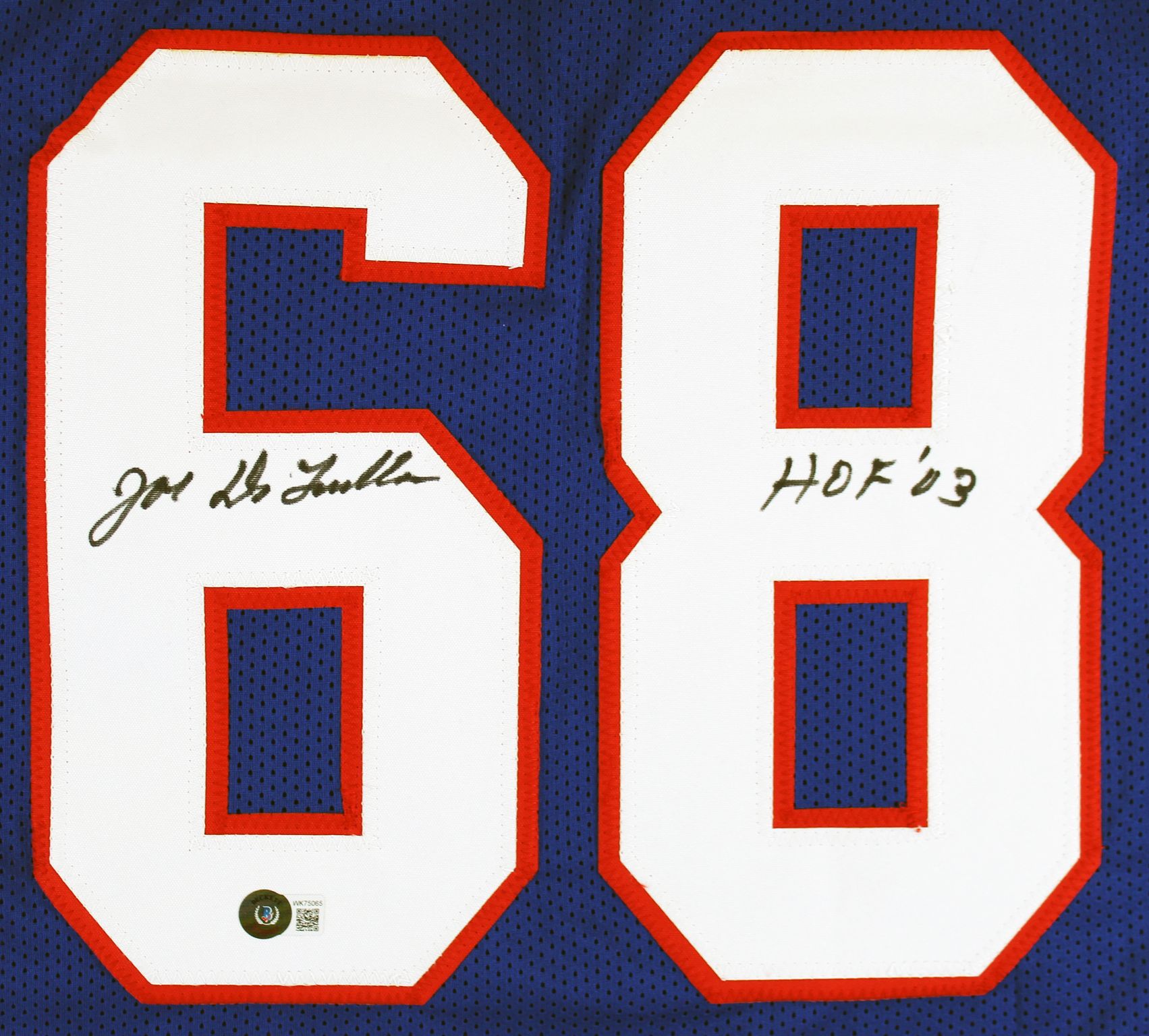 Joe DeLamielleure Signed Jersey Inscribed "HOF '03" (Beckett) at PristineAuction.com Joe DeLamielleure Signed Jersey Inscribed "HOF '03" (Beckett) at PristineAuction.com