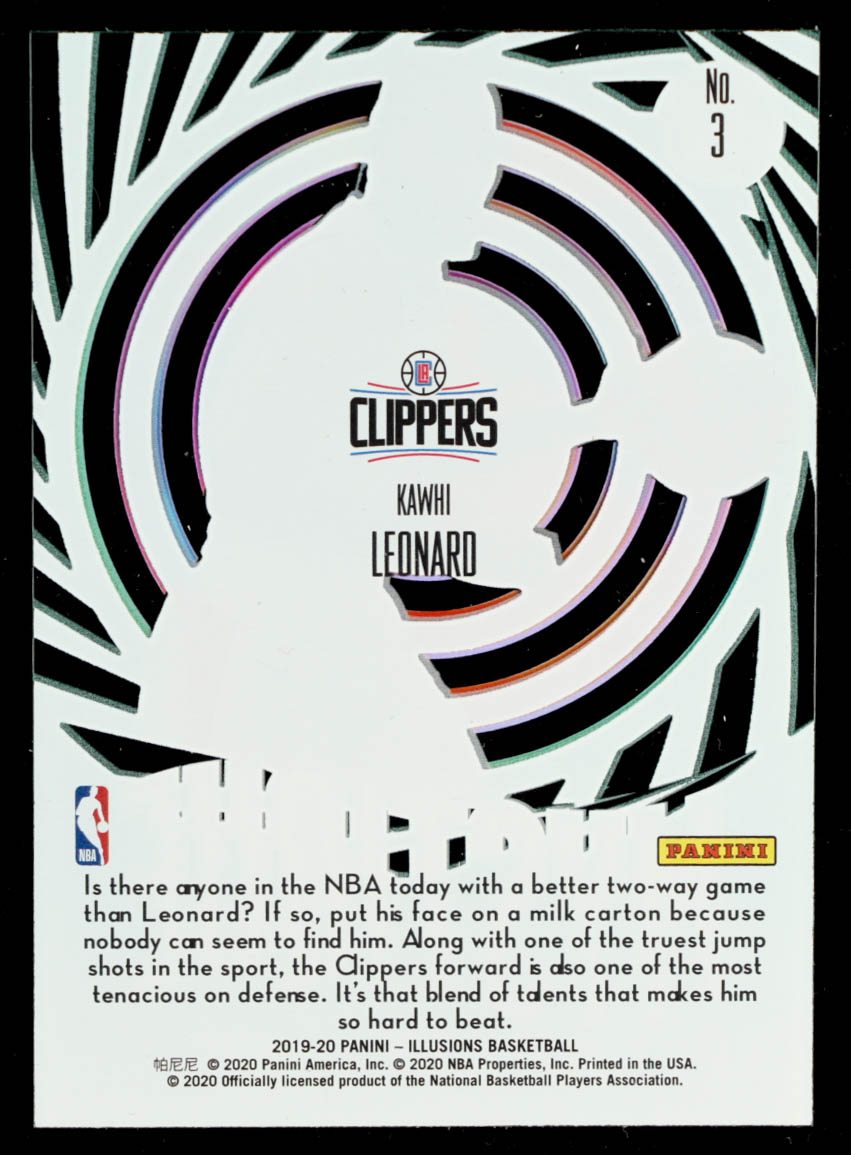 Kawhi Leonard 2019-20 Panini Illusions Mystique Emerald #3 at PristineAuction.com Kawhi Leonard 2019-20 Panini Illusions Mystique Emerald #3 at PristineAuction.com