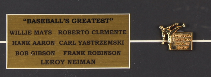 Leroy Neiman 12x17 Custom Framed "Baseball's Greatest" Lithograph Display including Roberto Clemente, Willie Mays, Bob Gibson, Carl Yastrzemski with Brass Vintage Hall Of Fame Pin at PristineAuction.com Leroy Neiman 12x17 Custom Framed "Baseball's Greatest" Lithograph Display including Roberto Clemente, Willie Mays, Bob Gibson, Carl Yastrzemski with Brass Vintage Hall Of Fame Pin at PristineAuction.com
