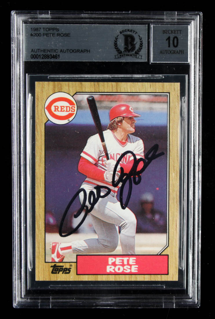 Pete Rose Signed 1987 Topps #200 (BGS Encapsulated) at PristineAuction.com Pete Rose Signed 1987 Topps #200 (BGS Encapsulated) at PristineAuction.com