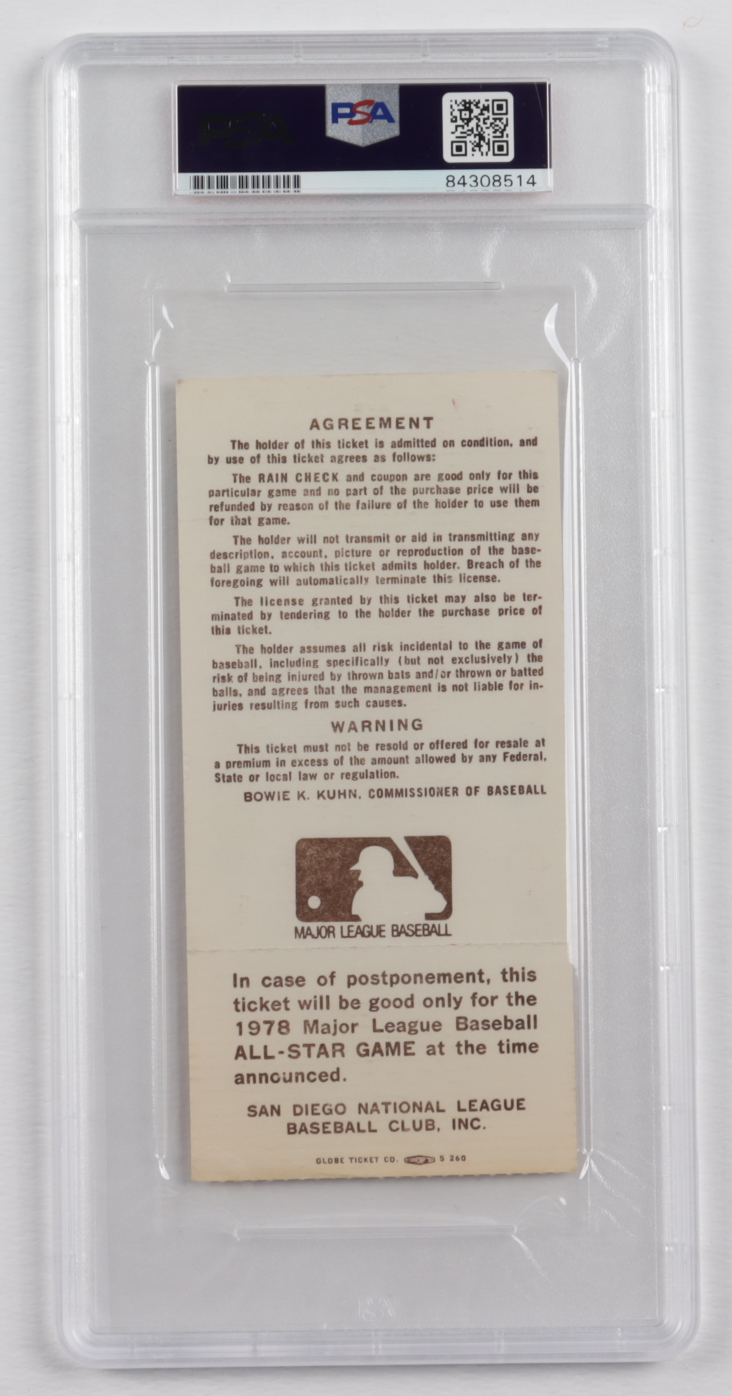 Nolan Ryan Signed 1978 MLB All-Star Game Ticket Inscribed "8x All-Star" (PSA Encapsulated) at PristineAuction.com Nolan Ryan Signed 1978 MLB All-Star Game Ticket Inscribed "8x All-Star" (PSA Encapsulated) at PristineAuction.com